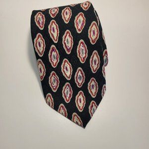 ROBERT TALBOTT Hand Sewn Silk Black Red Tie Made In USA 58"